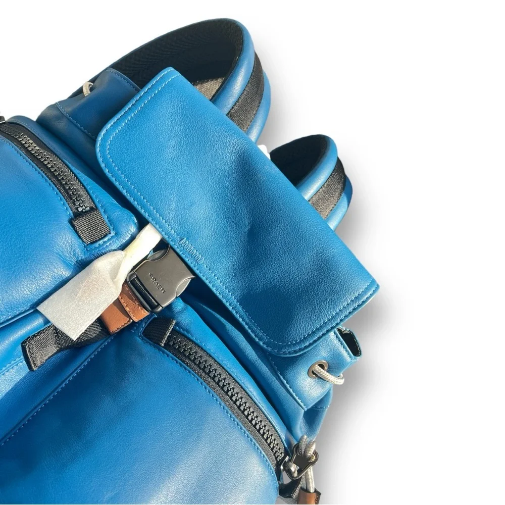 COACH Leather Laptop Backpack with Drawstring Speed-clip Closure Unisex